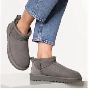 NEW UGG Classic Mini Shine Boots •Women 5/ EU 36• Grey Short $189